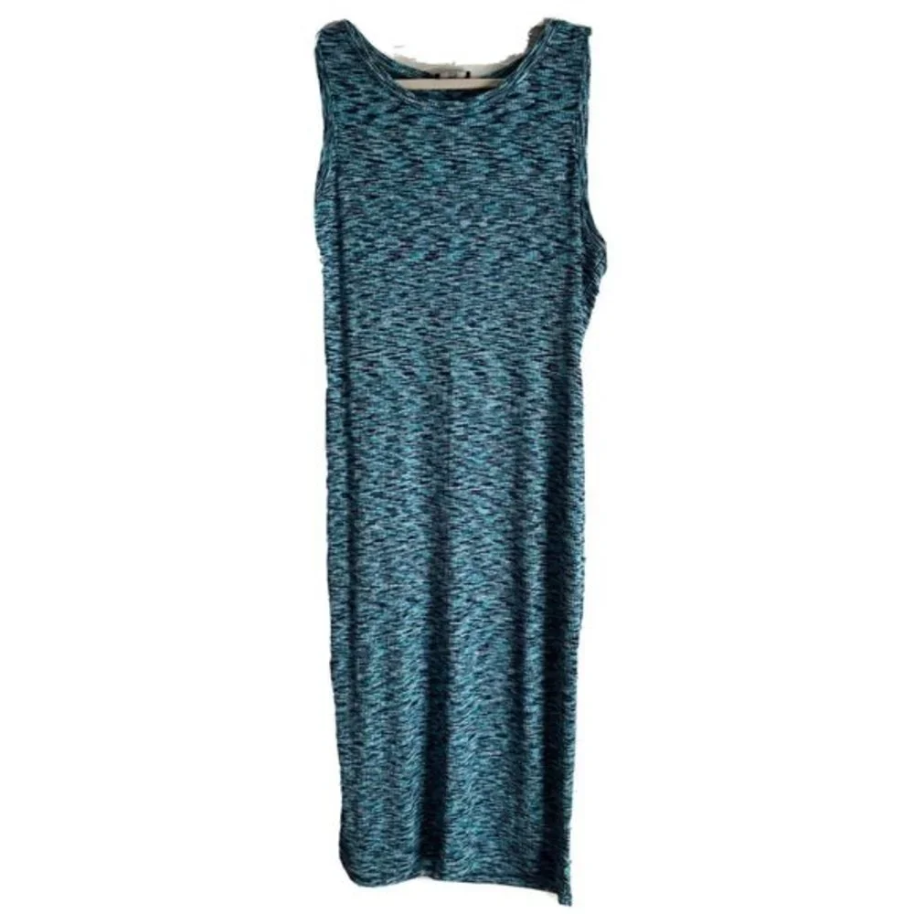 NWT lane Bryant Bodycon Blue Black Spacedye Rib Long Sleeveless Dress 18 20 Tank